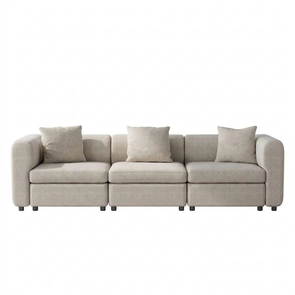 Modernes Ecksofa mit Tiefer Sitzfläche, 3-Sitzer, Massivholz