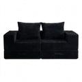 Zweisitzer Schlafsofa mit Kissen, ausziehbar, modern, schwarz, für Wohnzimmer