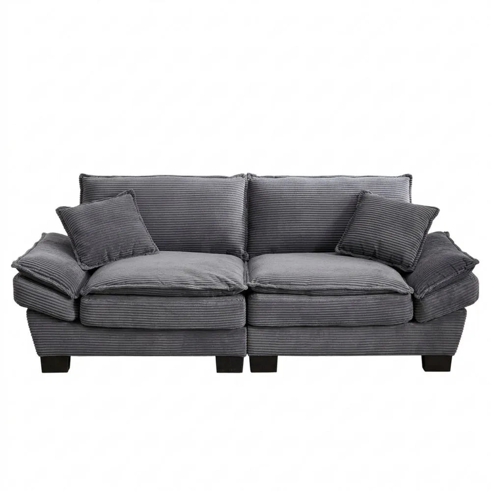 Gemütliches Schlafsofa mit Schlaffunktion, Samt, Dunkelgrau, 224cm