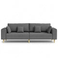Dreiersofa mit Kissen, Stoffpolsterung, Armlehnen, für Wohn- oder Schlafzimmer, dunkelgrau