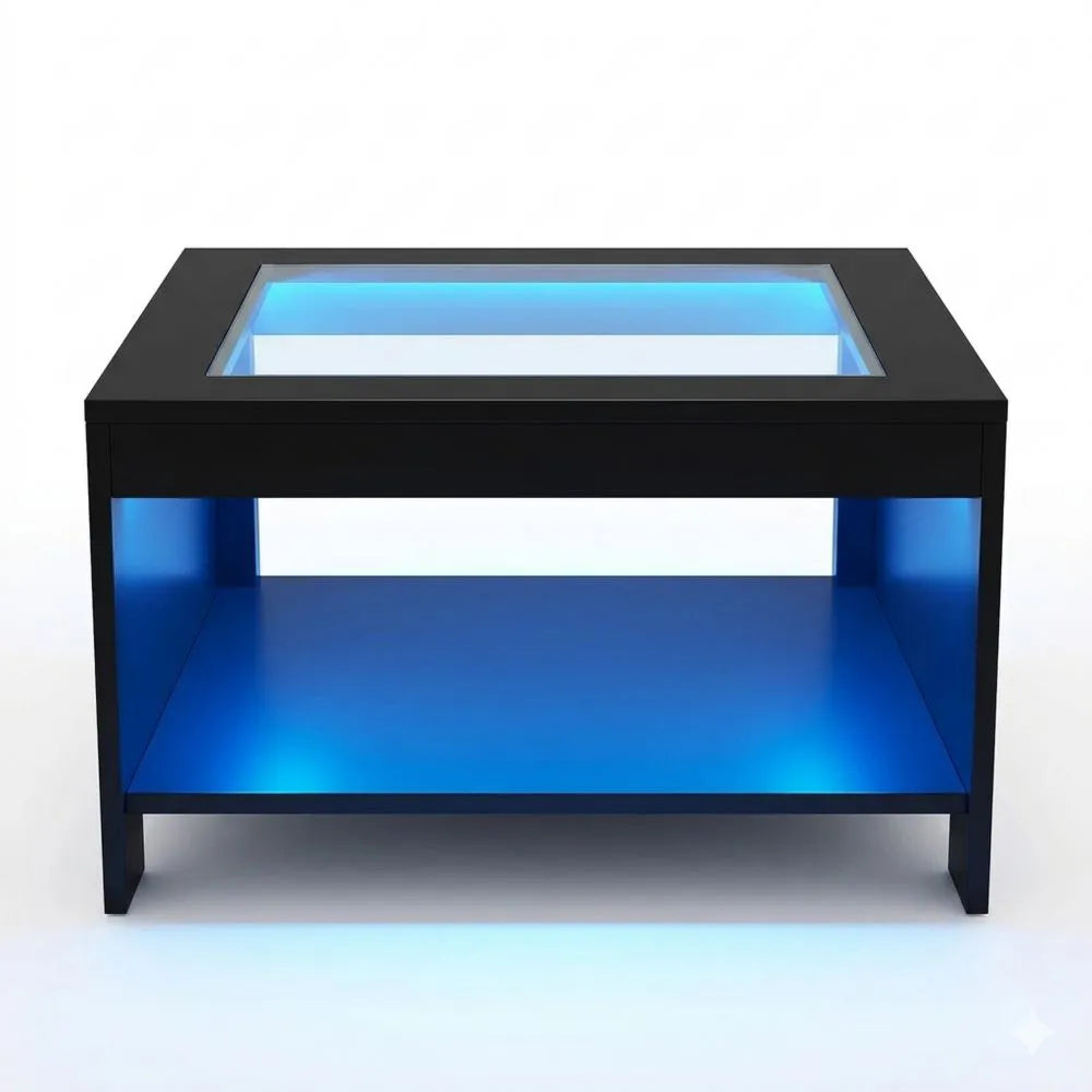 Moderner Couchtisch mit LED-Beleuchtung und Stauraum